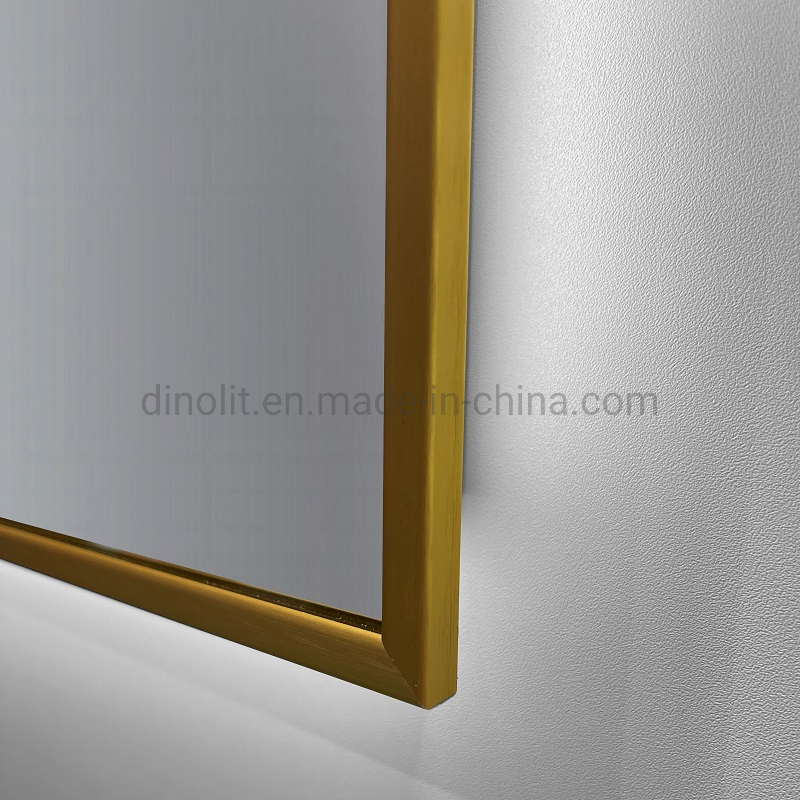 Alumiumn Frame Luxury Morden Bathroom LED Mirror Vanity Mirror with LED Light Defogger Touch Sensor Switch Rectangle Wall Decoration