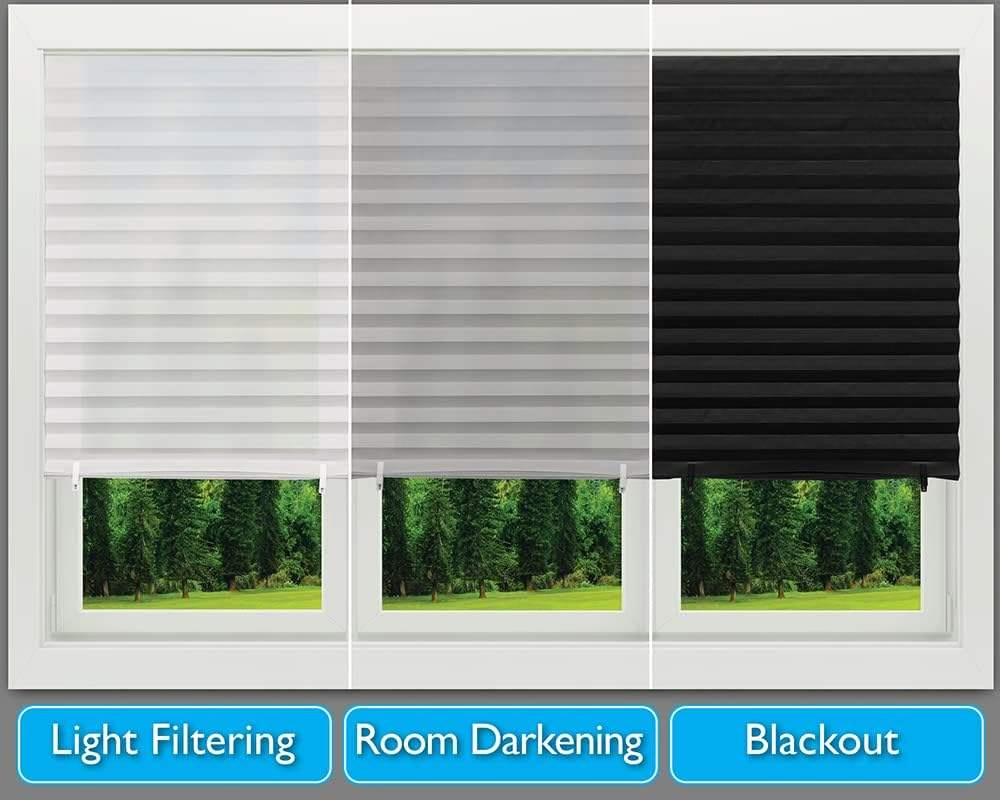 No Drill Blackout Pleated Paper Shades Easy Lift Trim-at Home Applied