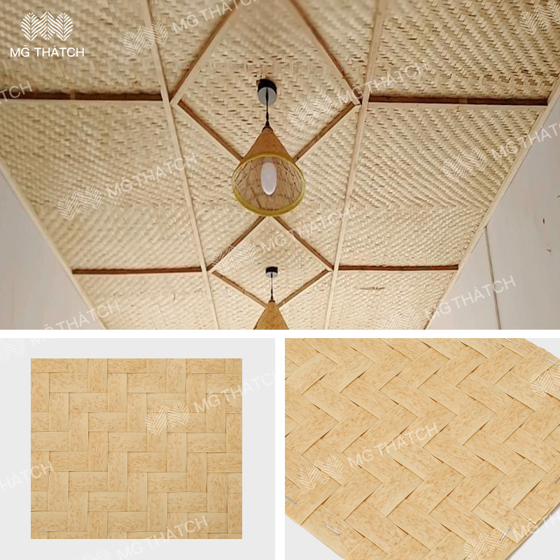Plastic Rattan Ceiling Mat Artificial Woven Bamboo Matting