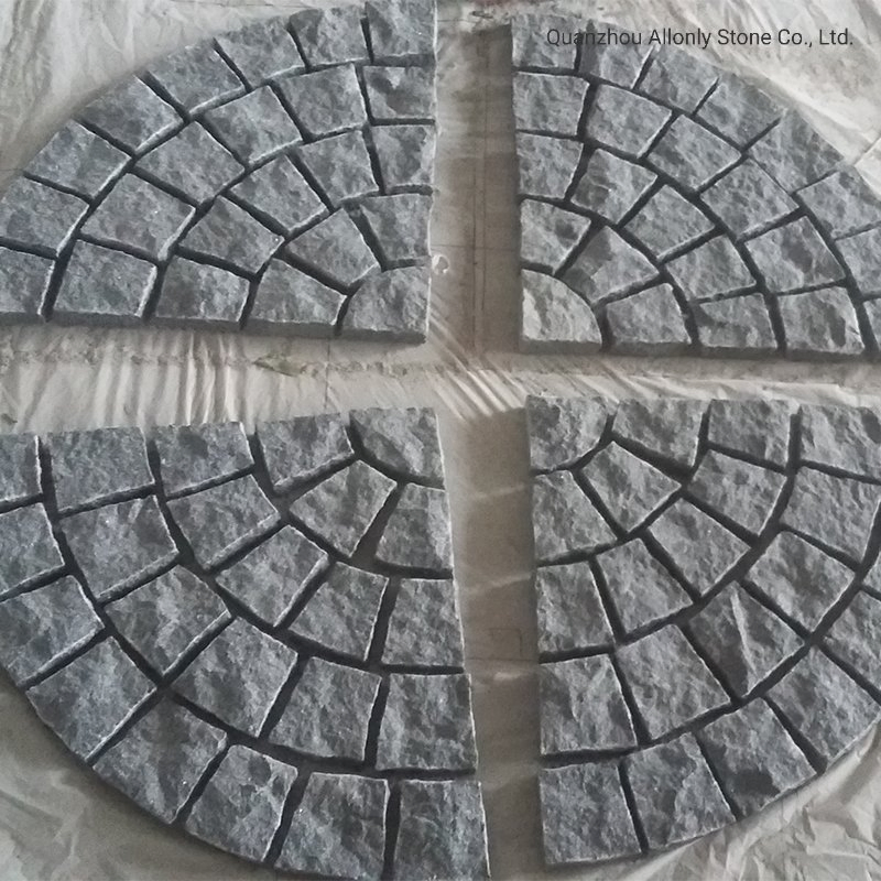 Wholesale G684 Black Basalt Mesh Back Pavers Cobblestone for Driveway
