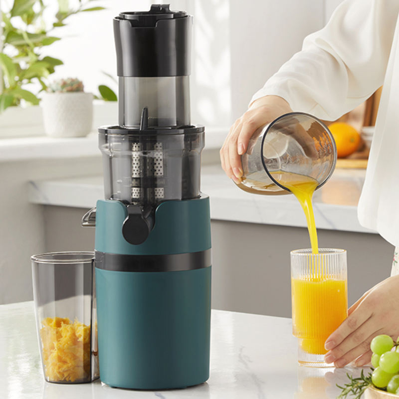 Longbank New Patented Portable 200W Slow Juicer Extractor with Big Feeding Mouth, Cold Press Juicer with Quiet DC Motor
