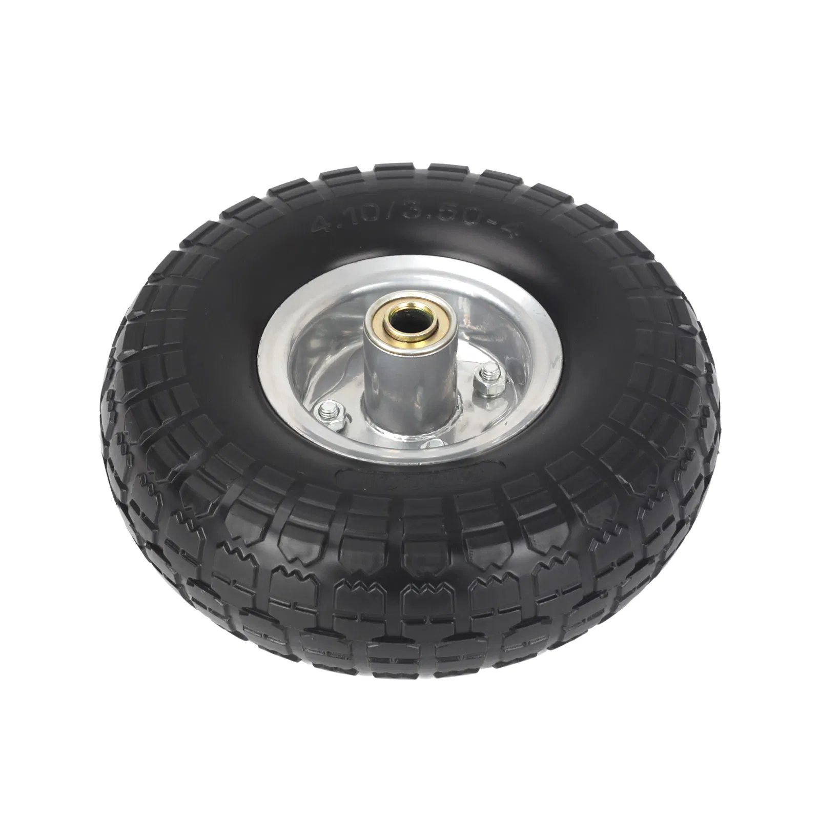 10 Inch 4.10/3.50-4 Flat Free Polyurethane PU Foam Tire and Wheel for Generator Lawnmower Hand Truck Garden Wagon Cart
