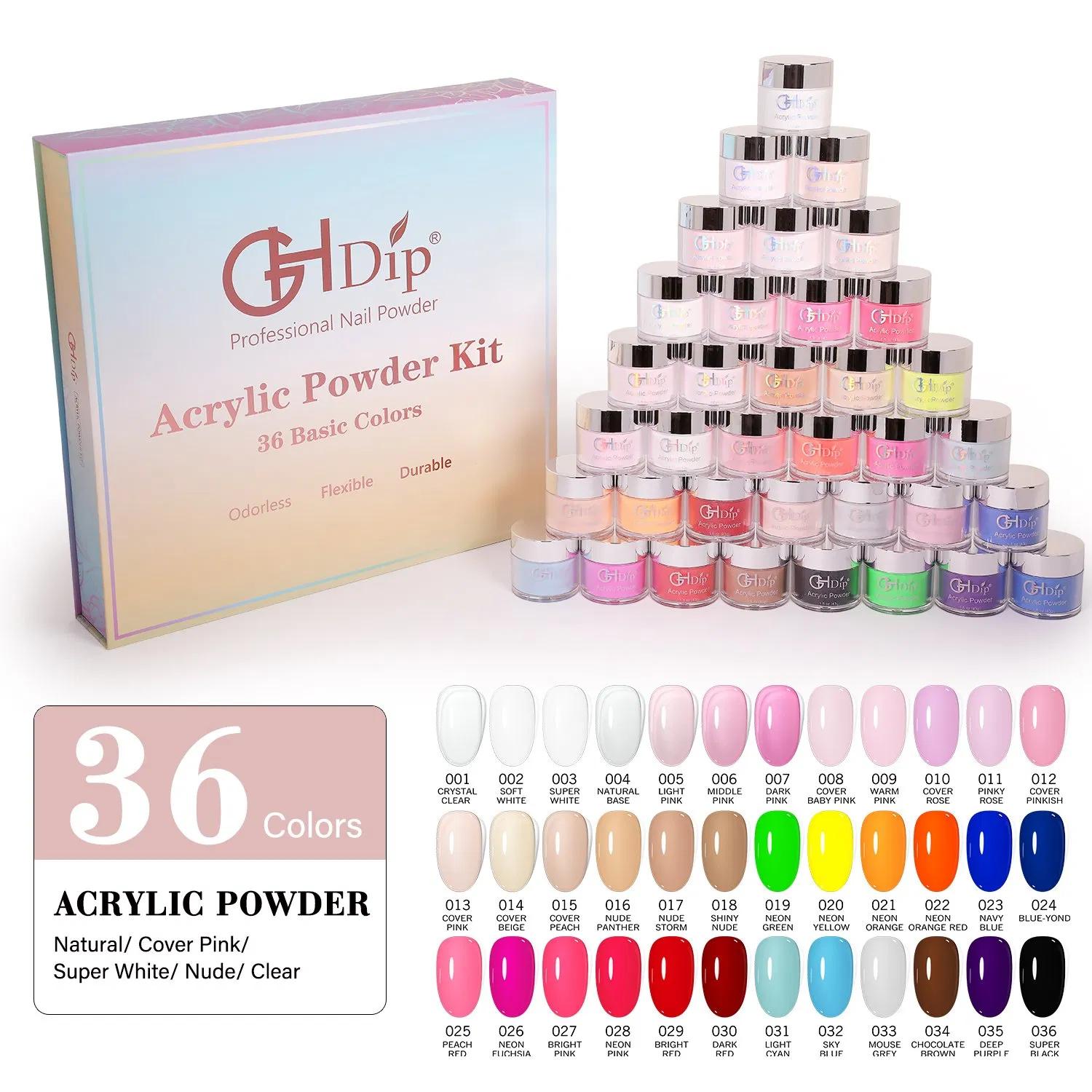 Factory Wholesale 36 Basic Colors Acrylic Powder Nail Kit