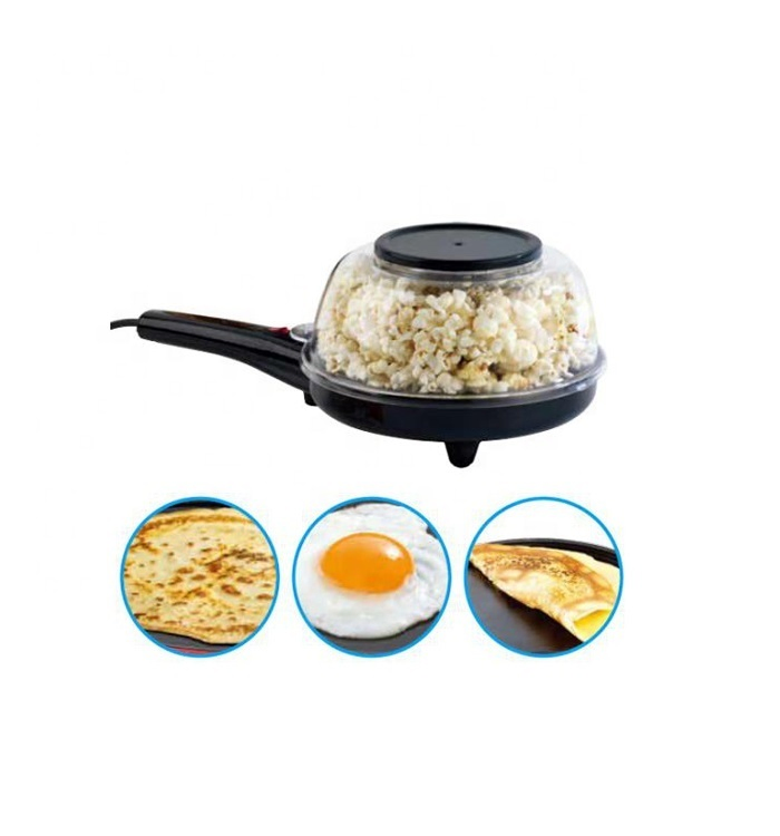 Electric Breakfast Maker 2 in 1 Popcorn & Crepe Maker with Non-Stick Plate