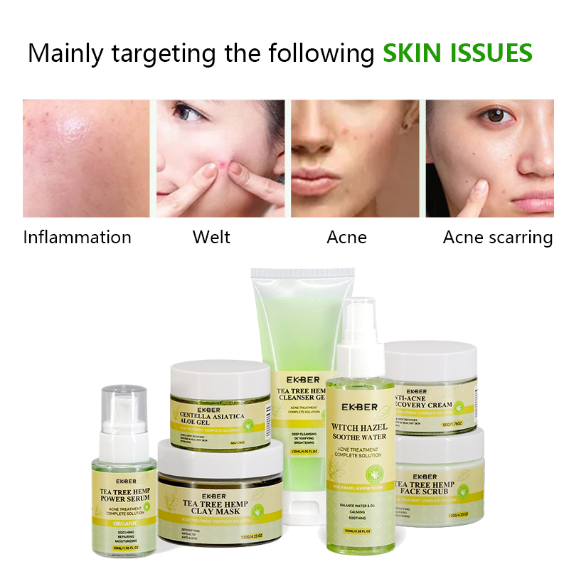 Private Label Tea Tree Face Care Set Skin Care Whitening Anti Acne Treatment Skin Beauty Skin Care Set
