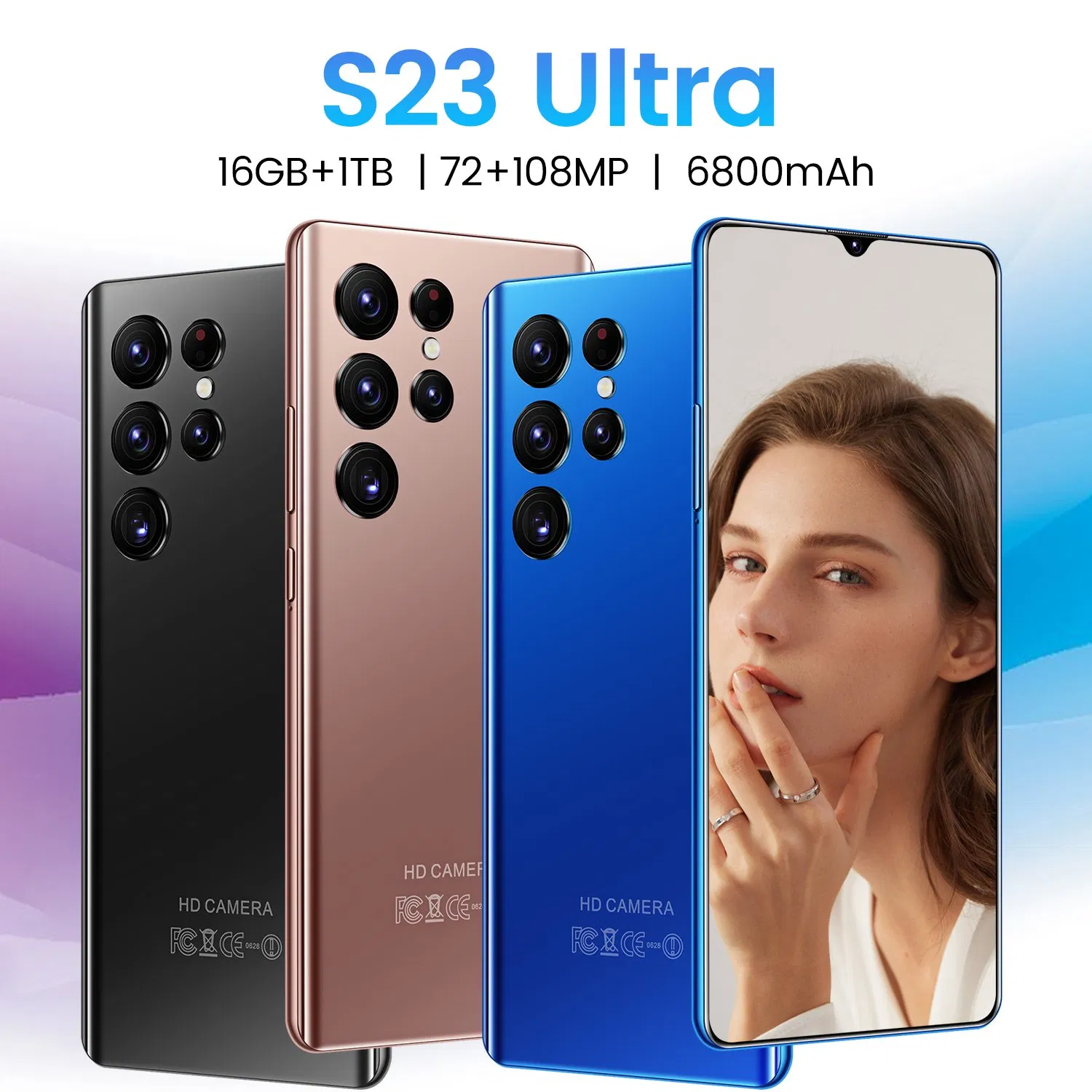 Viqee Newest Mobile Phone S23 Ultra 6.7inches Android Smart Phone, Ready in Stock OEM/ODM