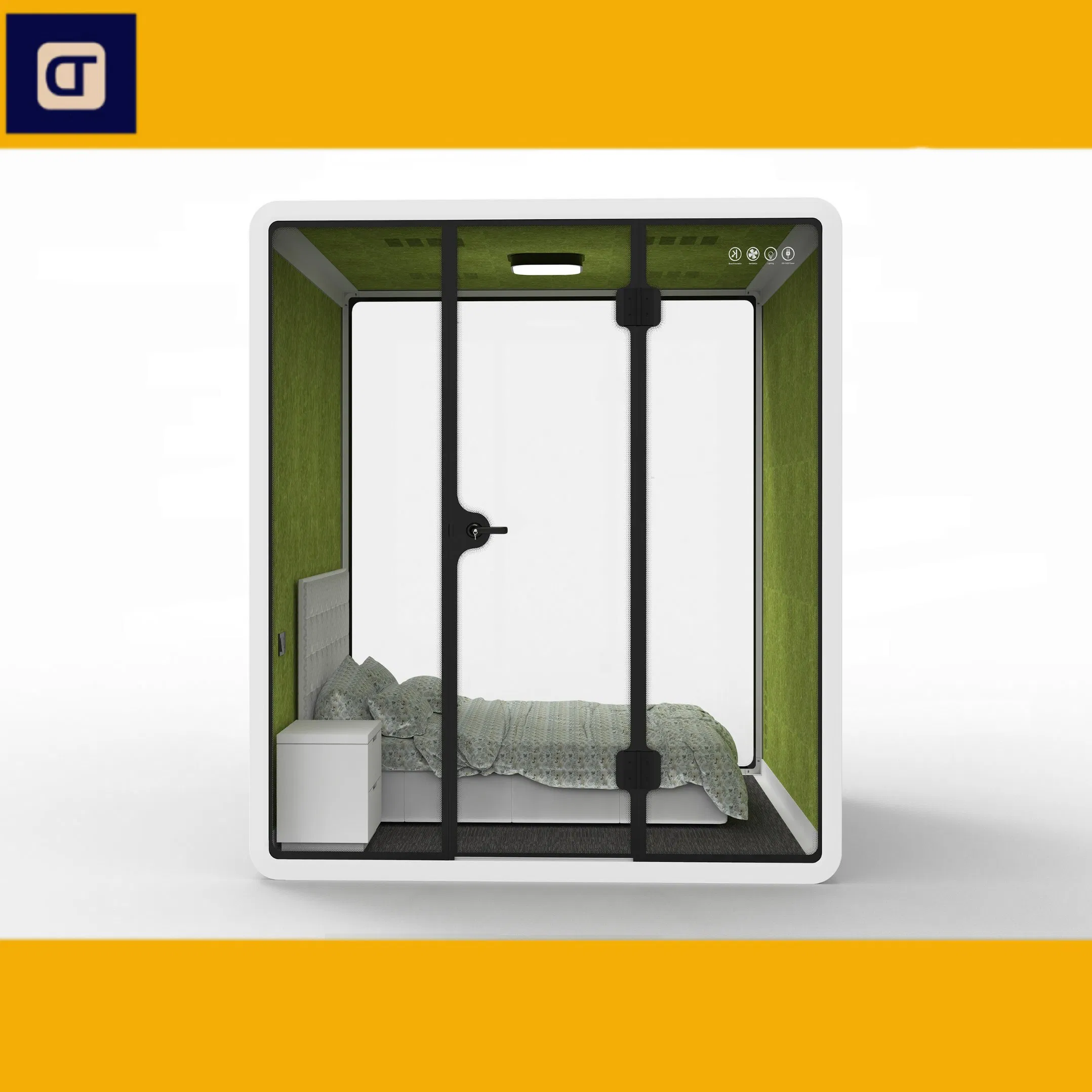 Soundproof Glass Booth Portable Office for Work Silence Booth Prefab House Office Pod Integrated House Meeting Pod Phone Booth