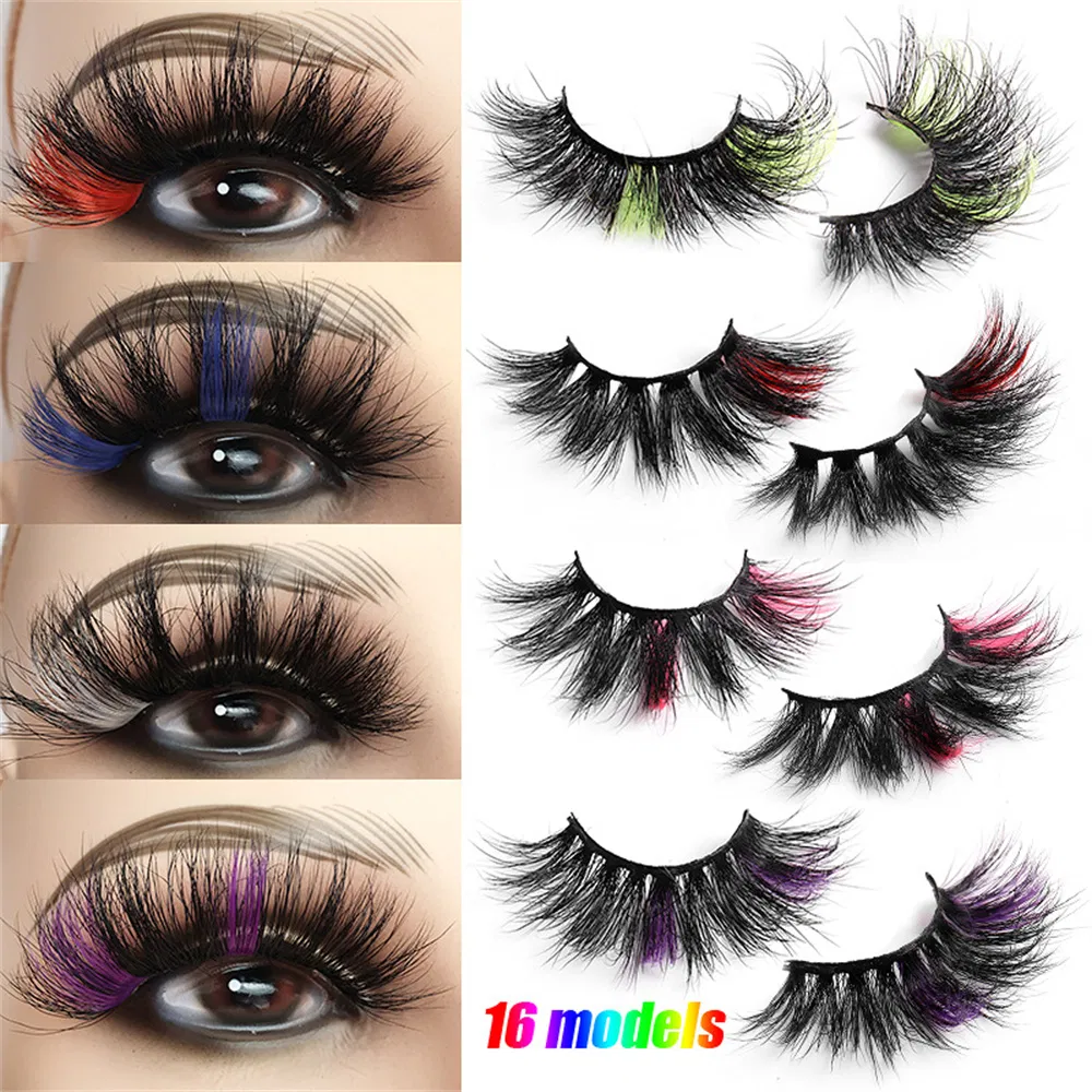 Colorful Individual Lashes 3D Mix Coloed False Lashes Colored Mink Lashes