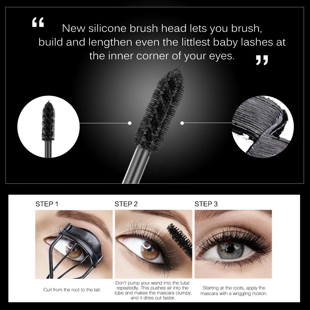 Otwo37 Mascara Styling Thick Long-Lasting Waterproof Non-Smudge Volumizing Curl Fibers Mascara