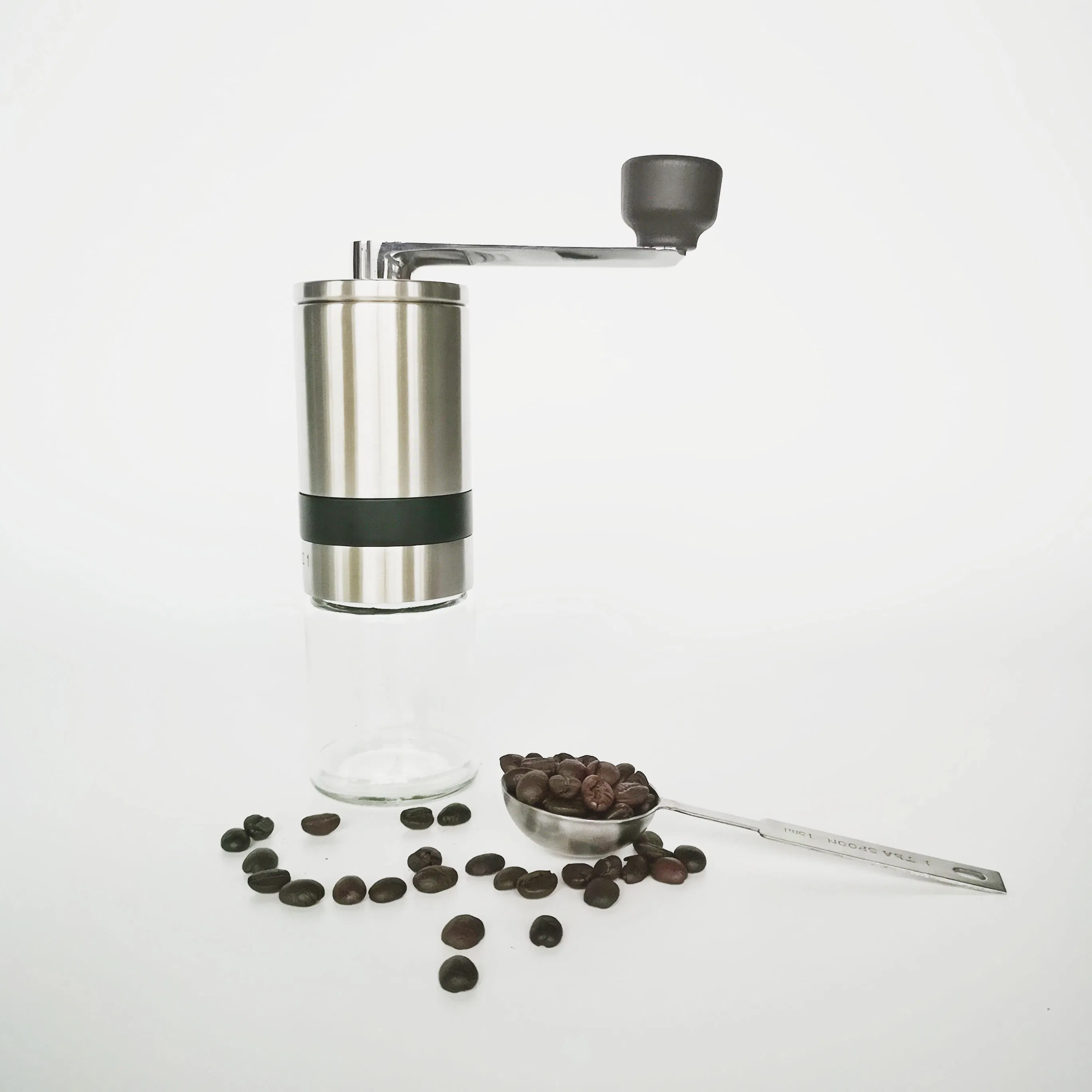 Low MOQ Customized Manual Glass Bottle Coffee Bean Grinder Hand Crank Coffee Grinder
