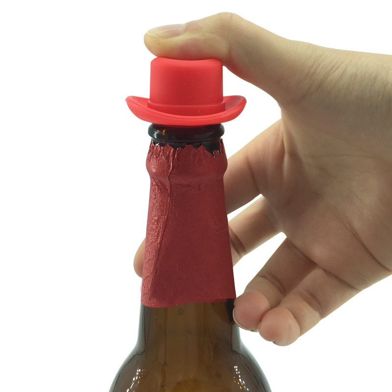 FDA Seal Beer Bottles Cowboy Hat Cap Cover Silicone Wine Bottle Stoppers
