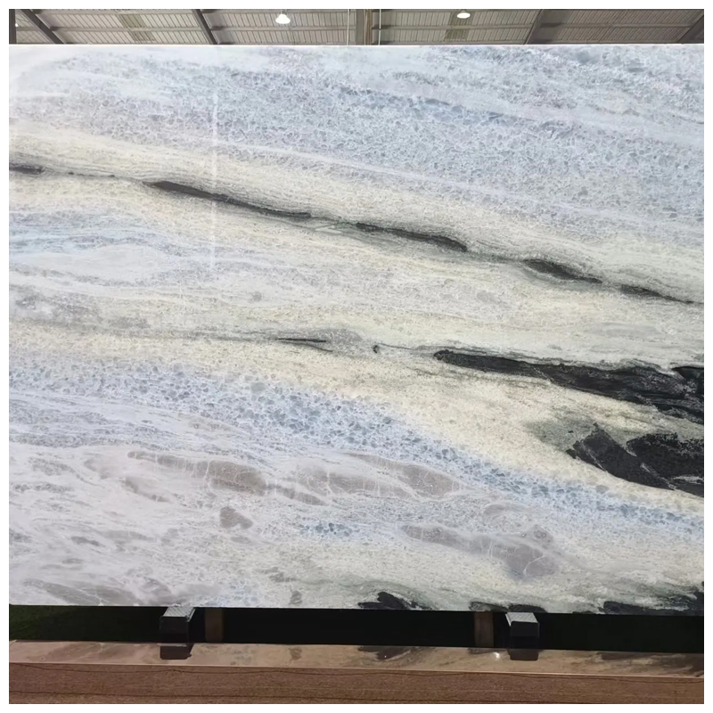Backlit Blue Crystal Quartzite Slabs