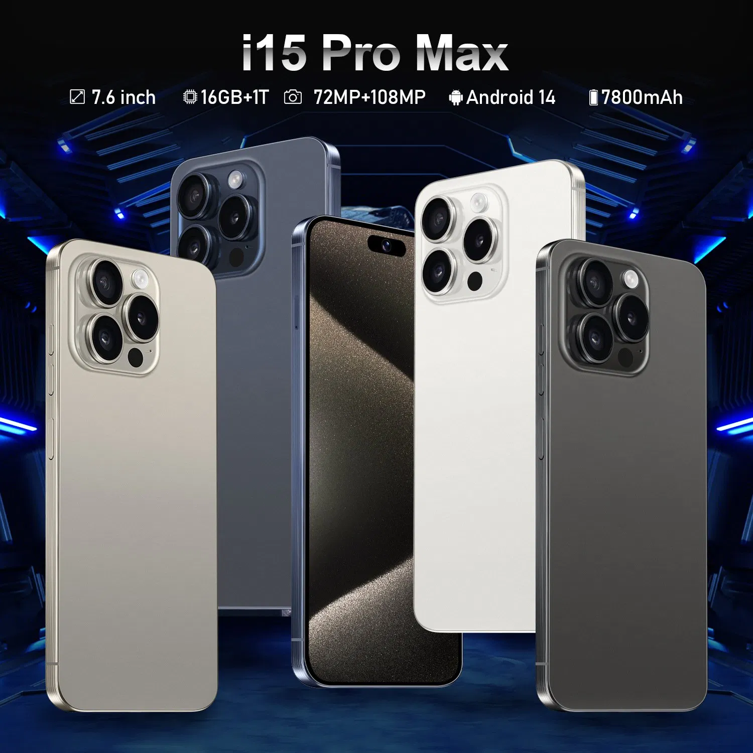 Смартфон I15 PRO Max 7.6 дюймов Android 14, 5G