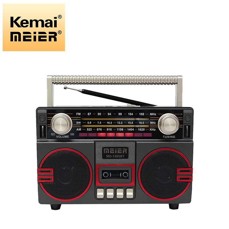 Rechargeable Wireless Bt Retro Radio Wooden Built-in Speaker M-1305bt Portable Radio USB TF MP3 Old Model Radio