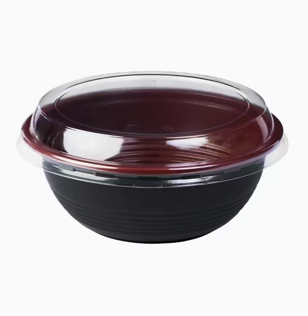 Red-Black PP Disposable Soup Bowl Food Grade Takeaway Noodle Packaging