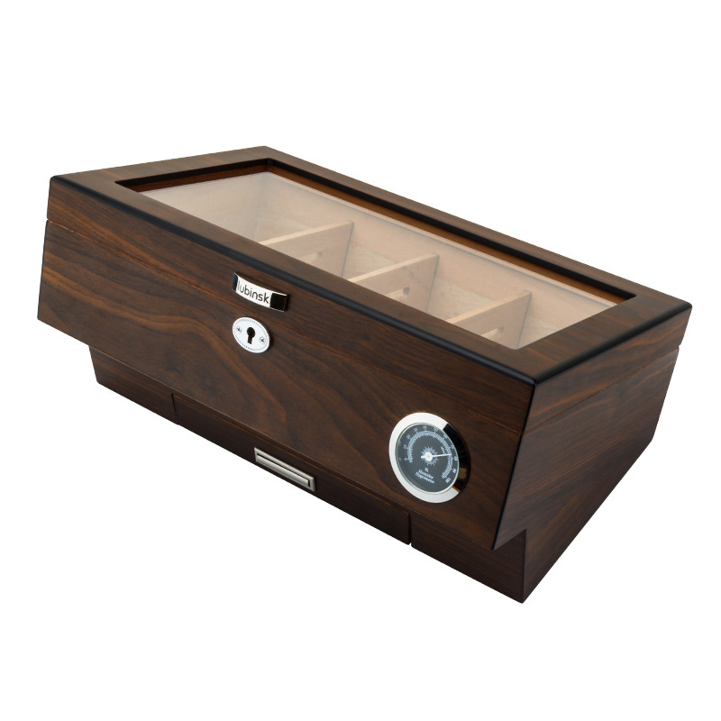 Large Capacity Lacquer Cedar Wood Collection Box with Glass Window