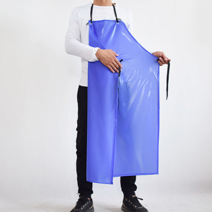 Blue 110*80cm Waterproof Chemical Anti Oil Acid Alkali Industry PVC Apron En 13034