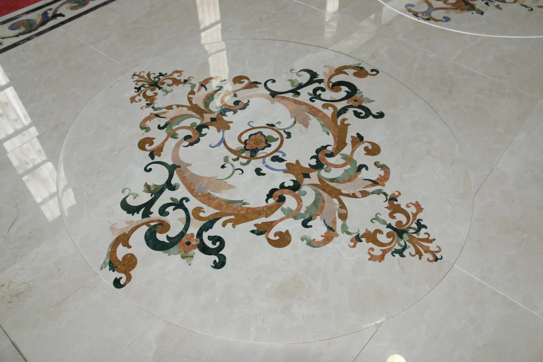 Luxury Water Jet Marble Inlay Flooring Patterns Marble Floor Medallion for Majlis Men Sitting Room Floor Decoration