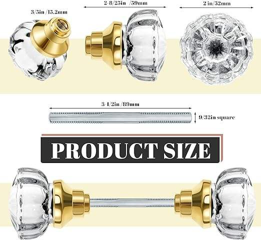 New Fashion Mortise Style Fluted Glass Door Knobs Antique Door Knobs with Spindle for Interior Doors