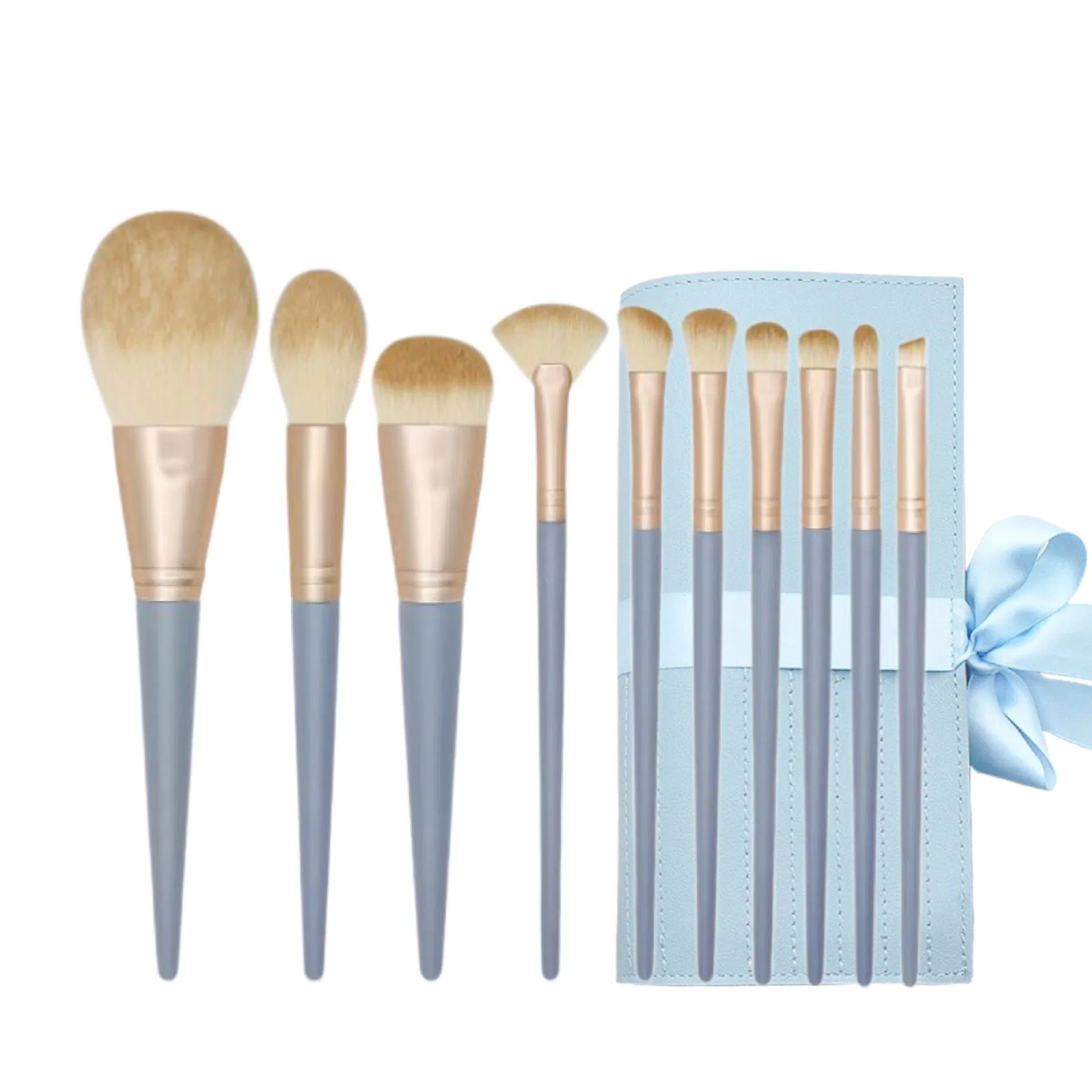 High-Quality 10-Piece Blue Bridge Makeup Brush Set: Portable Foundation Powder Blusher Brushes