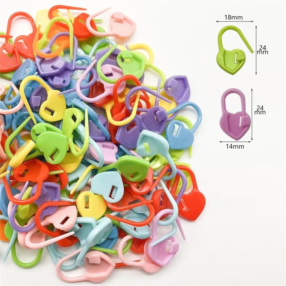 50PCS Heart Shaped Stitch Markers Plastic Knitting Crochet Locking Stitch Knitting Holder Needle Sewing Accessories