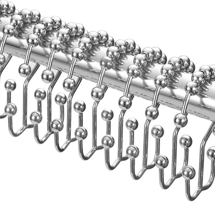 12 Stainless Steel Rust Proof Double Glide Roller Bathroom Curtain Hook
