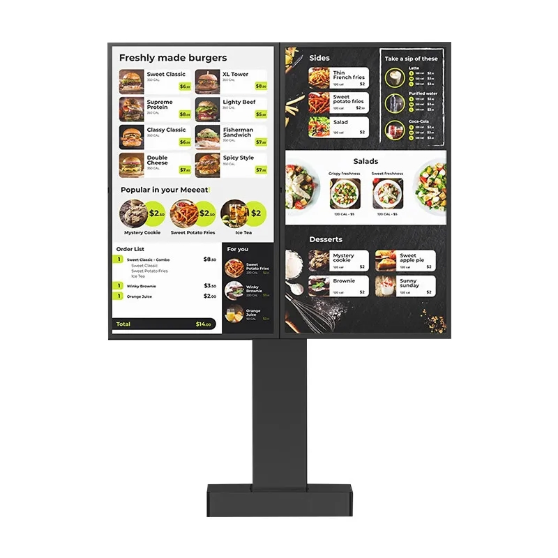 IP67 Waterproof 55-Inch Outdoor Drive Thru Menu Board LCD Kiosk for Restaurants