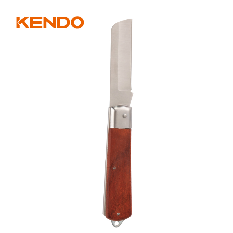 Straight Blade Stainless Steel Electricians′ Knife with Wooden Handle