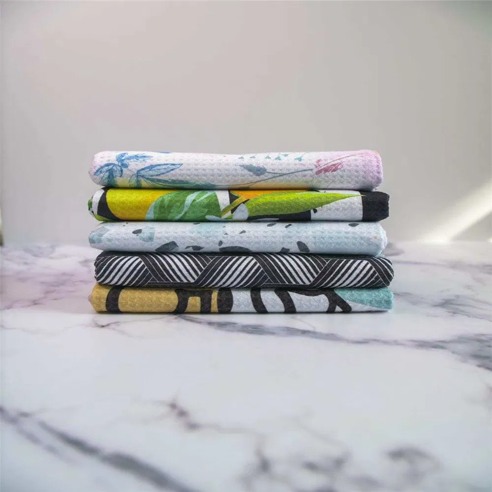 Spot Microfiber Waffle Kitchen Towel Custom Design Printed Kitchen Tableware Tea Towel