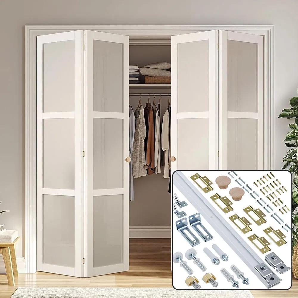 Modern Space Saving Indoor Quiet Operation Lightweight Double Bi-Fold Door Hardware Kits