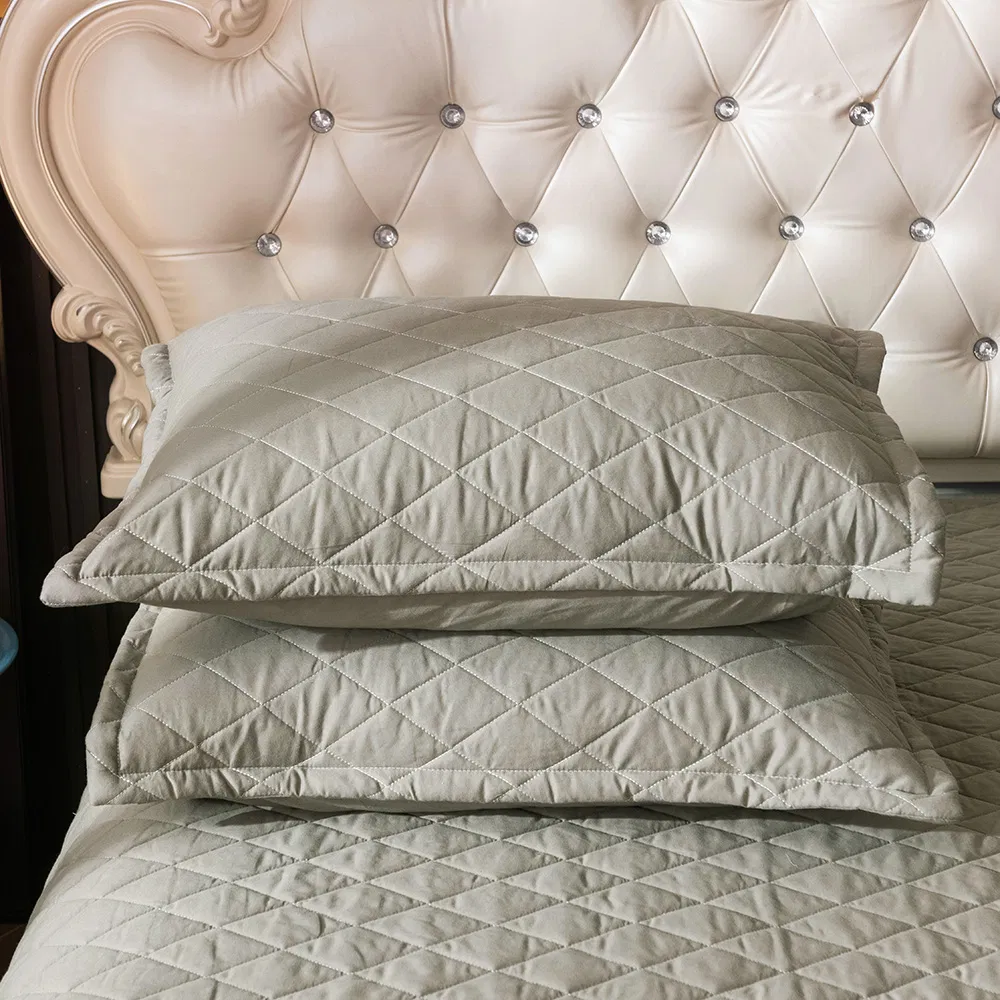 100% Cotton Quilted Bedspread Bed Linen Single Bed with Pillowcases