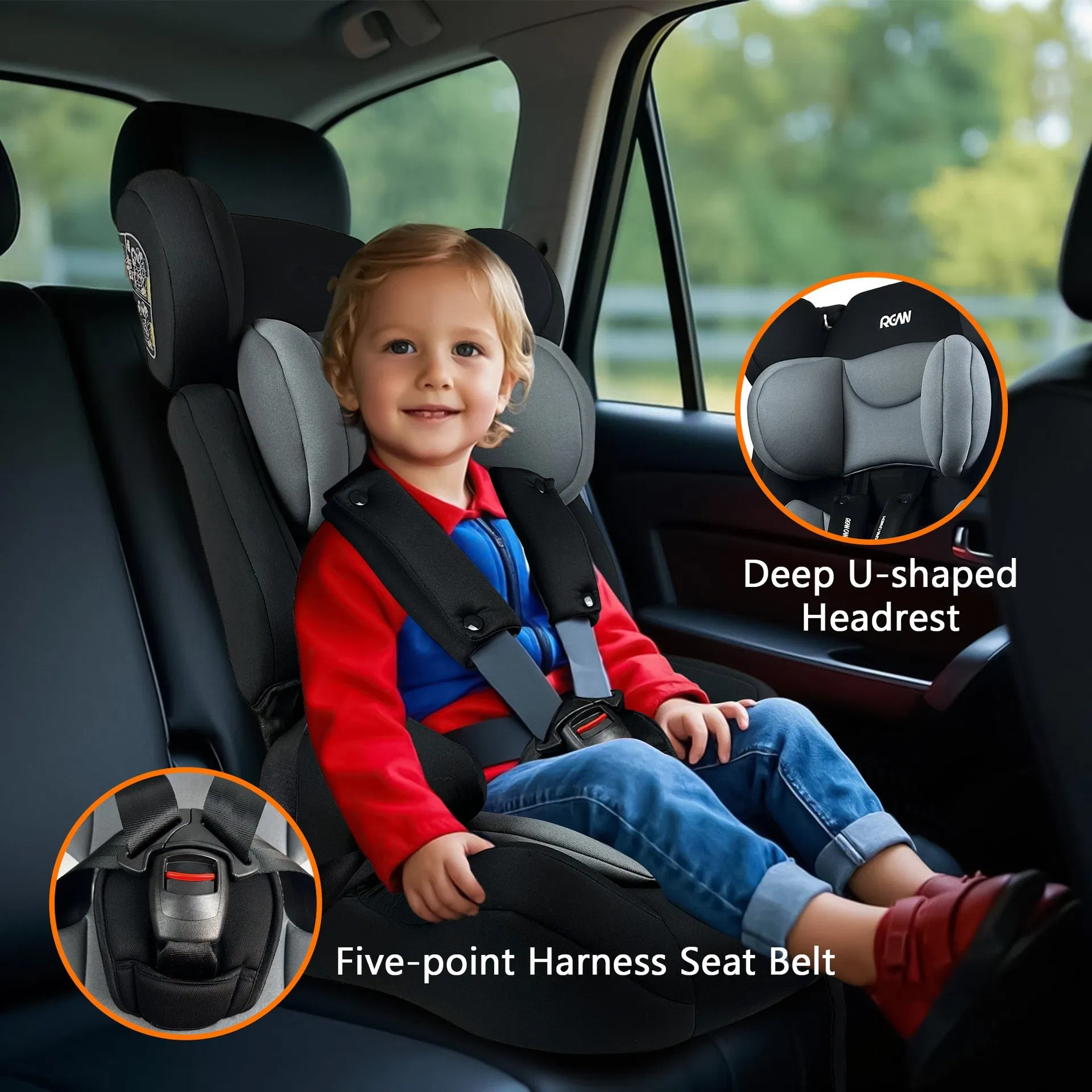 Safety Baby Car Seat, Gears 0-3-4, Suitable for Aged 9 Months to 12 Years - Universal, Portable and Foldable
