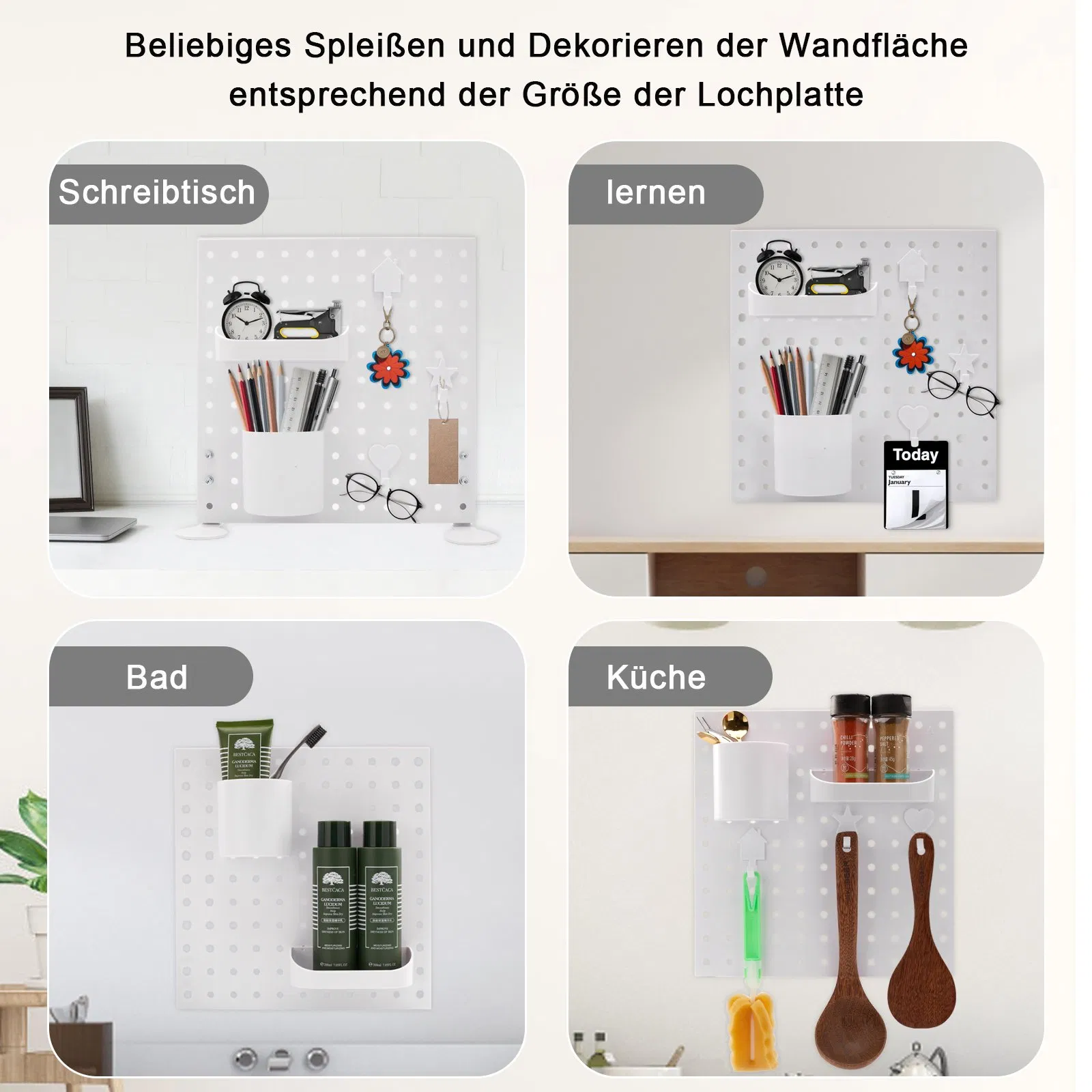 Pegboard Hook Assortment, Display Board with Accessories, Plastic Parts