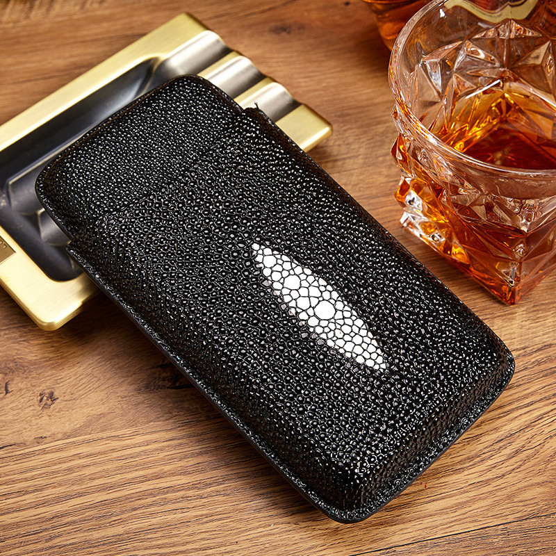 Ea454 Personalize Accessorie Stingray Leather Cigar Box for Men Wholesale Custom Portable Travel Storage Mini Luxury Cigars Case