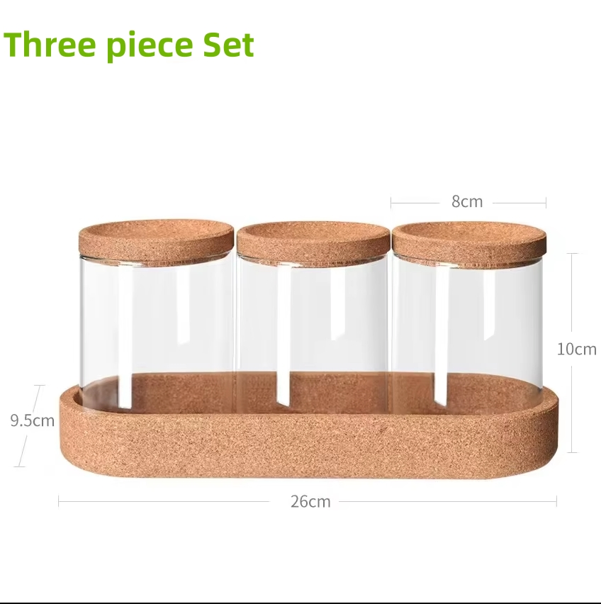 Kitchenware Set Storage Jars Style Glass Salt Sugar Spice Glass Jar Cork Lid
