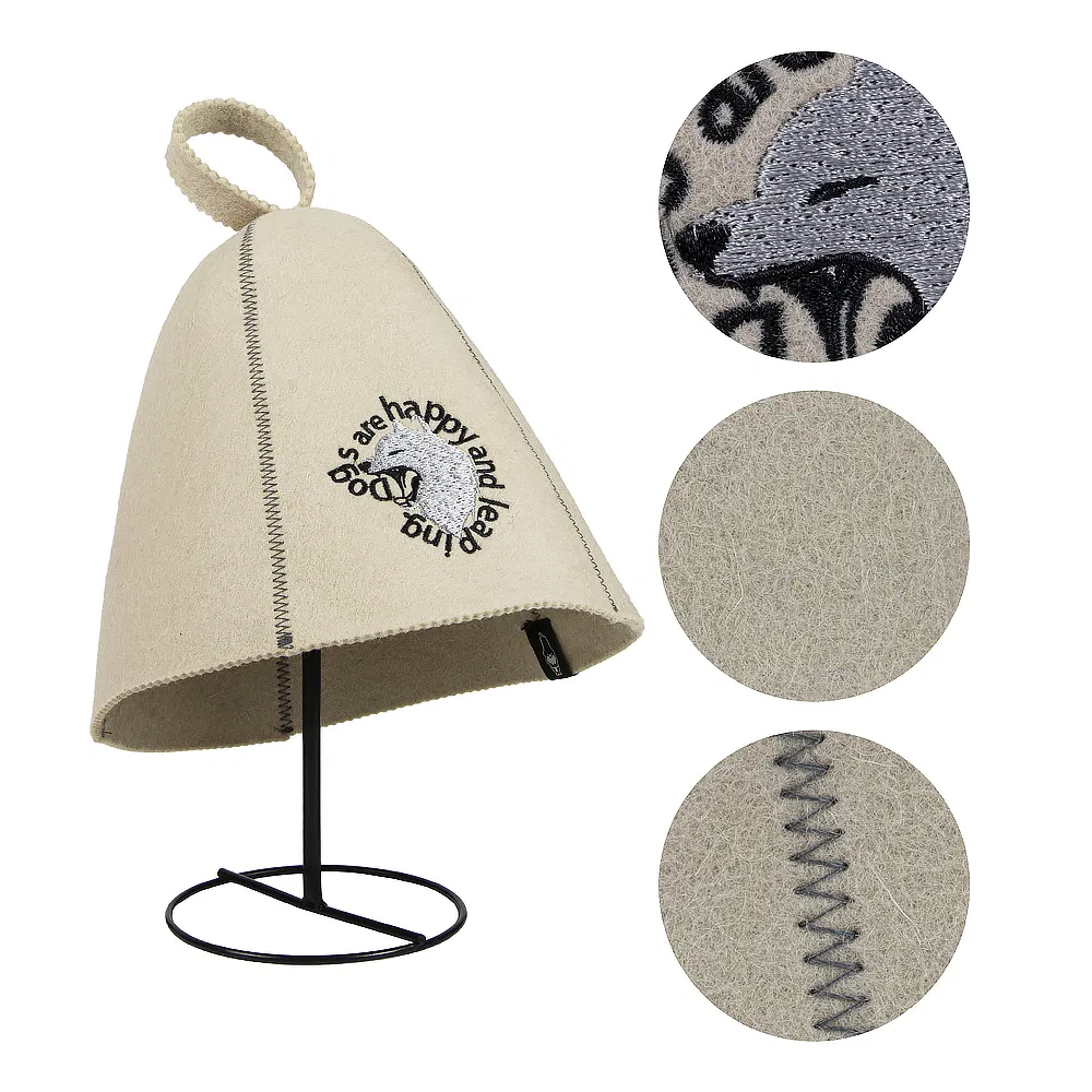 Thermal Wool Felt Sauna Hat with 2mm Thickness for Balanced Head Temperature