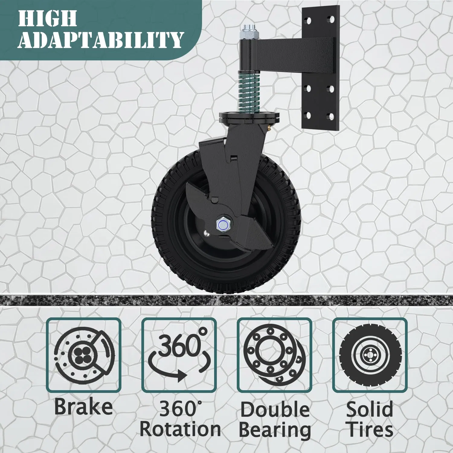 8 Inch Door Wheel Caster for Tube, Wood Gates in Retail Package