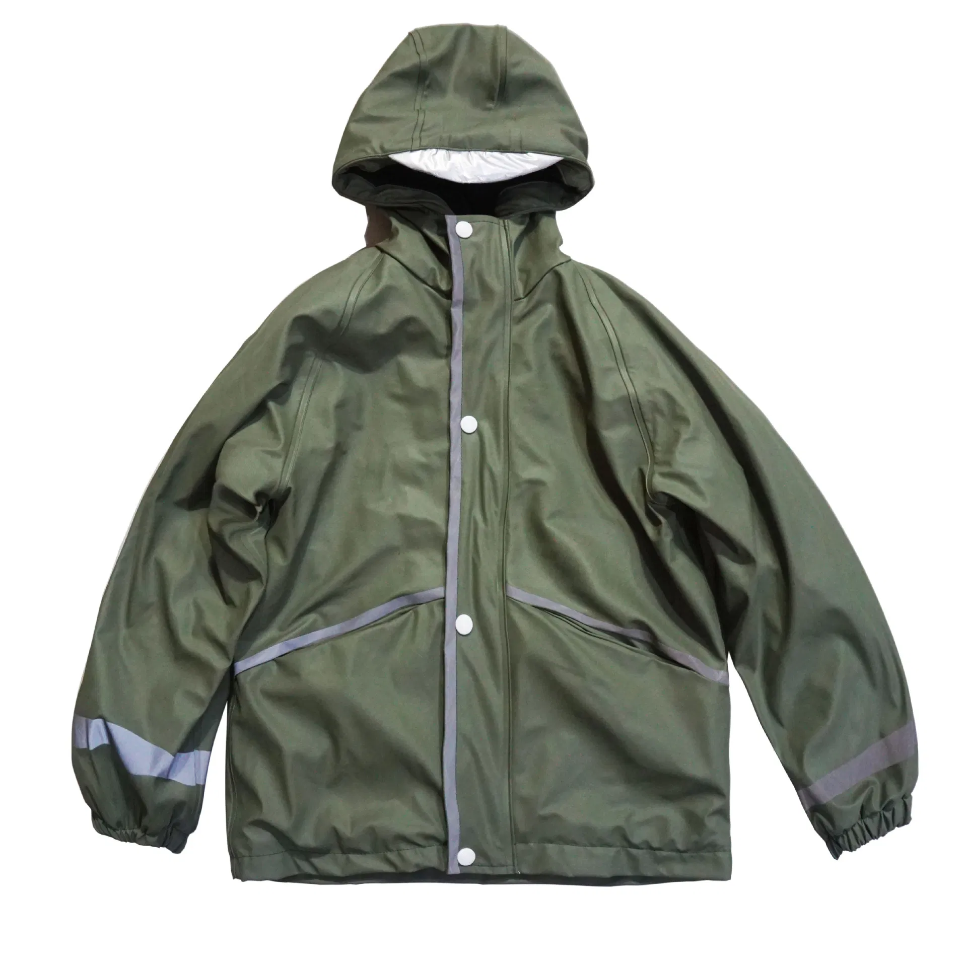 PU Polyester Rainsuit Waterproof Children Rain Coat and Overall Jumpsuit Set