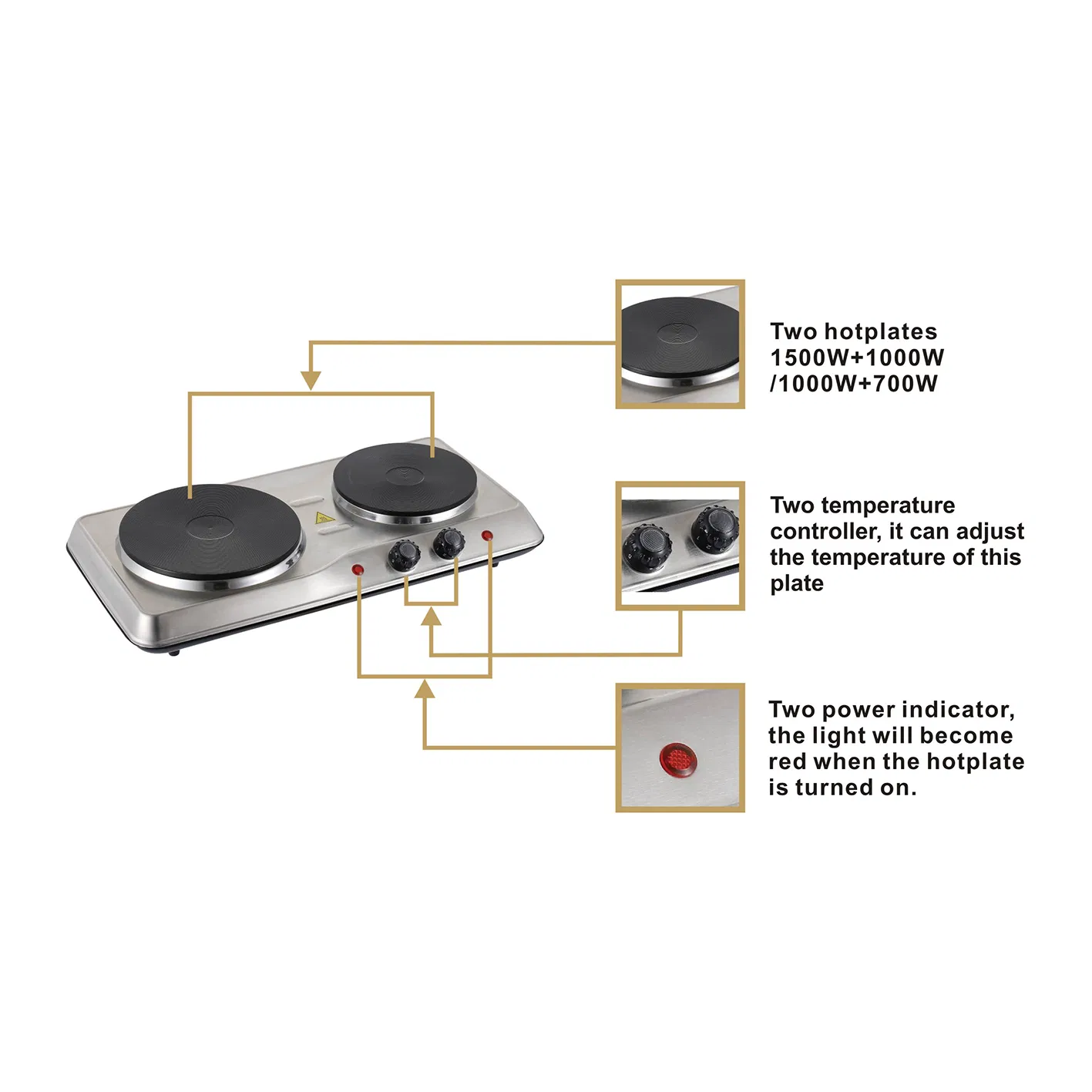 2500W Electric Double Hot Plate Burner Cookertop High Quality Cooker