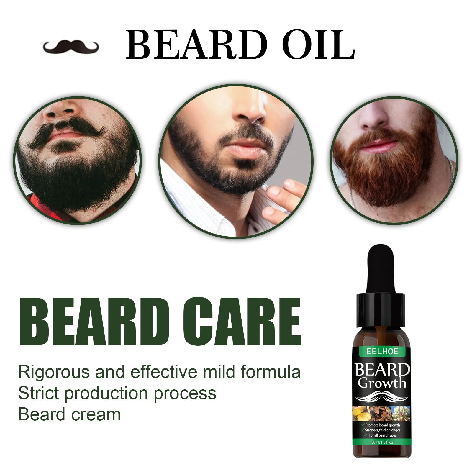 OEM Luxury Private Label Professional Natural Ginger Organic Mens Beard Growth Oil Hair Growth 30ml