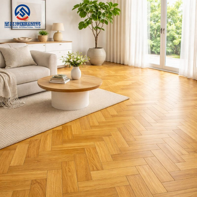 Click Lock Herringbone Engineered Wood Flooring Waterproof Oak Parquet Floor Easy Installation