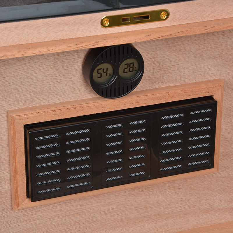 High-End Double Layers Large Capacity Wood Household Cigar Storage Humidor Cabinet Box