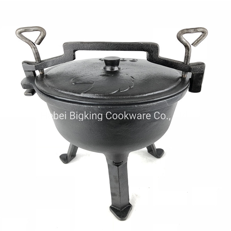Three Legs Camping Cast Iron Footed Pot Poland Cauldron on Open Fire