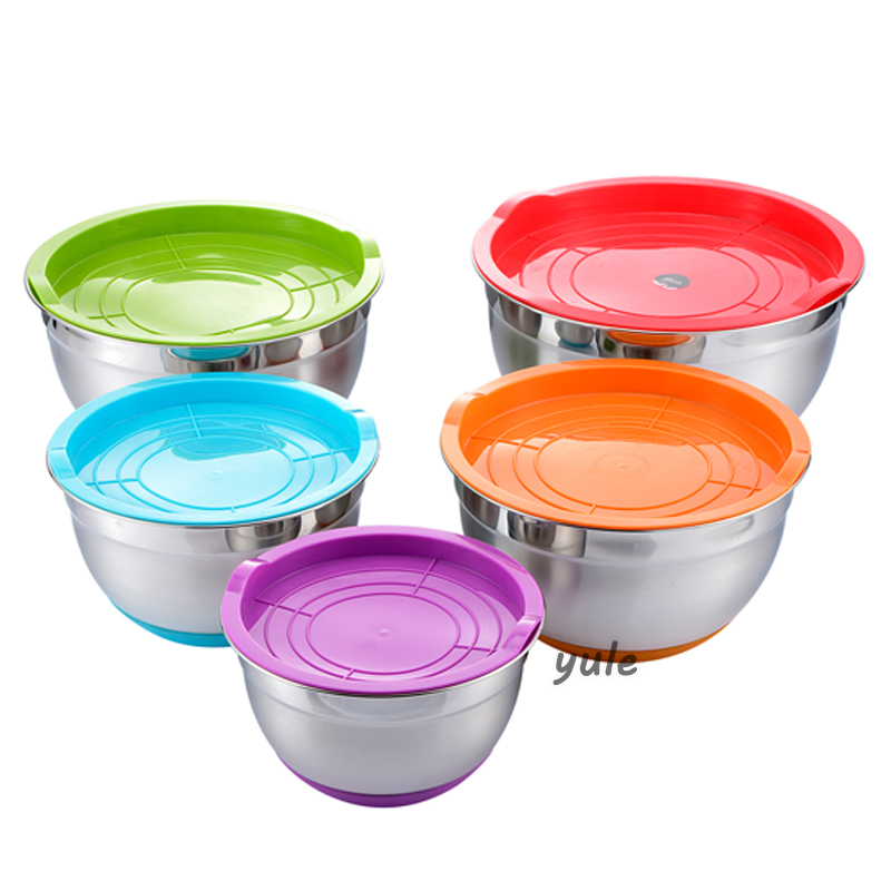 Colorful Silicone Bottom Stainless Steel Mixing Bowl