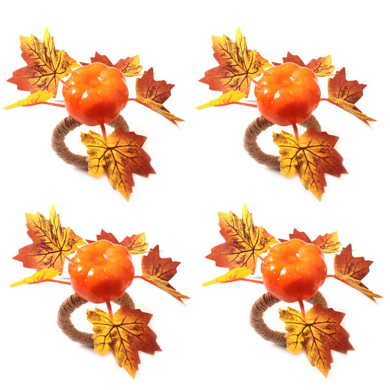 Unique Orange Leaf Napkin Rings for Banquet Table Decor