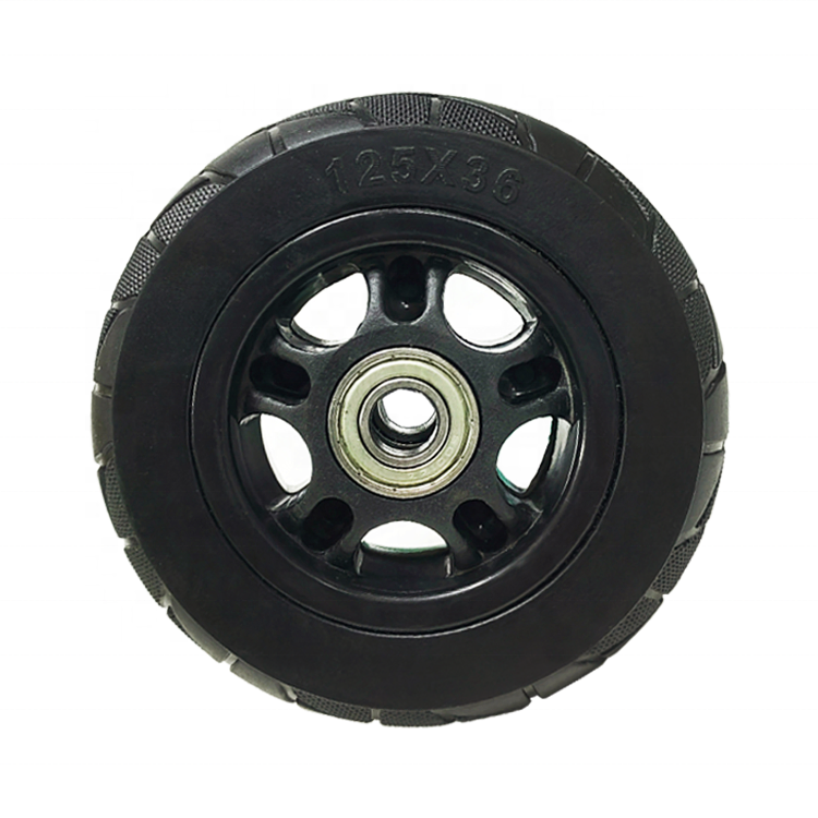 5-Inch Medium-Duty Solid Rubber Casters, Non-Slip and Wear-Resistant Rubber Wheels, Suitable for Shopping Carts, Trolleys, Toolboxes, etc.