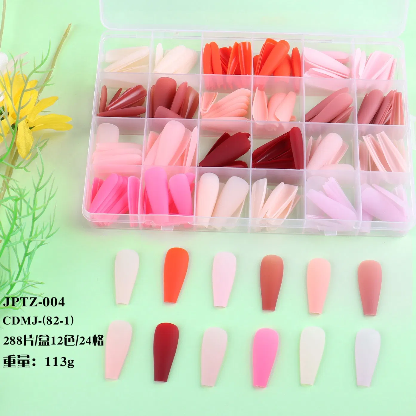 Wholesale Reusable Press on Nails 288tips Long Ballet False Nail Tips Mixedcolors