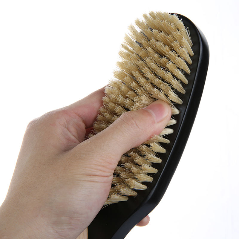 Custom Logo Hairstylist Duster Cleaning Soft Grooming Beard Kit Wood Comb Beard Brush Wide Hairbrush Sweeping Wooden Beard Brush