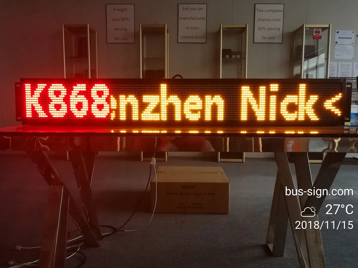 Sinlge Line Amber LED Desitnation Display Sign for Bus (16DOT*160DOT)