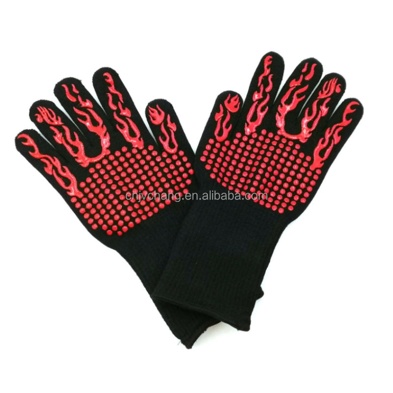 Heat Resistant Gloves BBQ High Temperature Gloves Kitchen Mitts for for Barbecue Cooking Baking Cutting